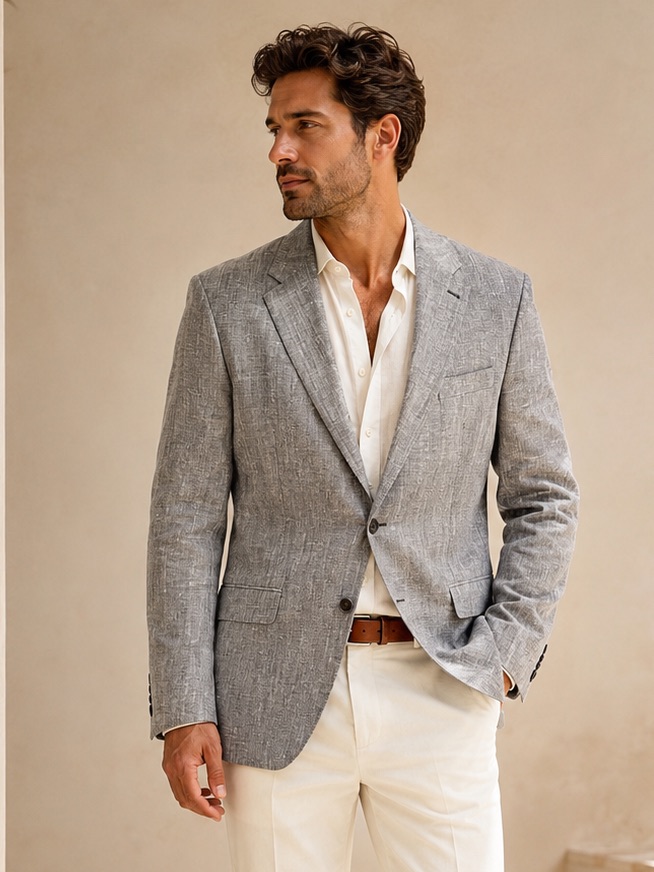 Baumler Nwt Bottoli Linen Wool Gray Riviera Blazer Size 44l